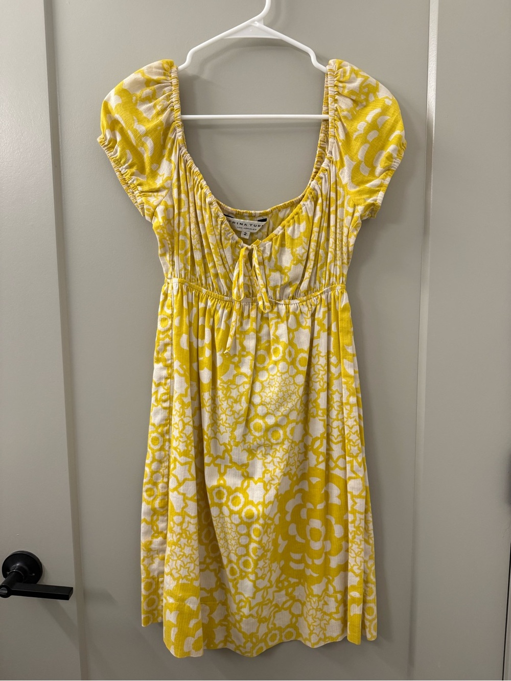 Trina Turk Yellow and White Floral Mini Dress